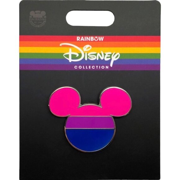 Disney Parks Mickey Mouse Icon Rainbow Collection Bisexual Flag Pin - Picture 1 of 2